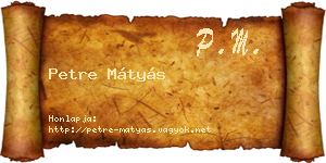 Petre Mátyás névjegykártya